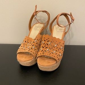 Mark Fisher Brown Espadrille Wedge Sandals
